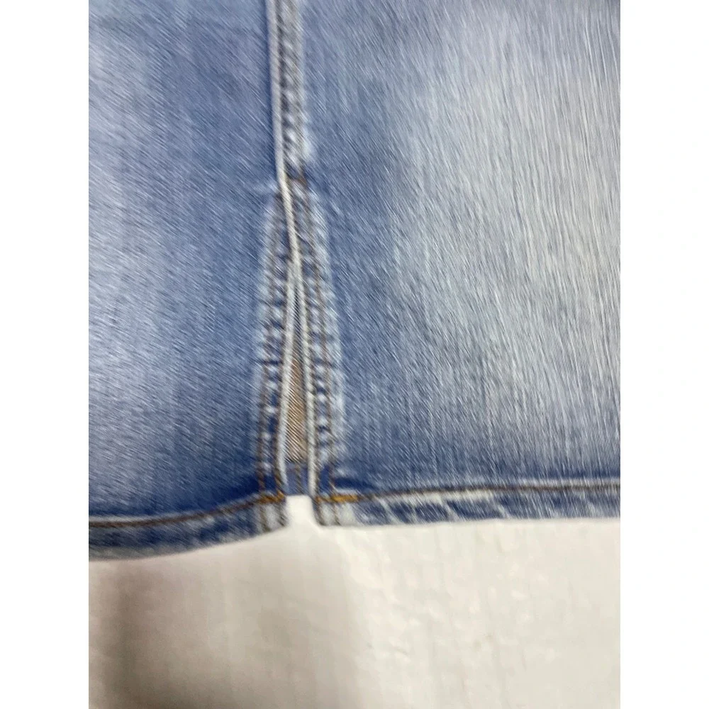 Faded Glory Medium‎ Wash Denim Mini Skirt Size 10 Blue Jean Slit Front